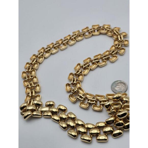 Vintage Erwin Pearl Chunky Choker Chain Necklace Gold Tone - Picture 3 of 7